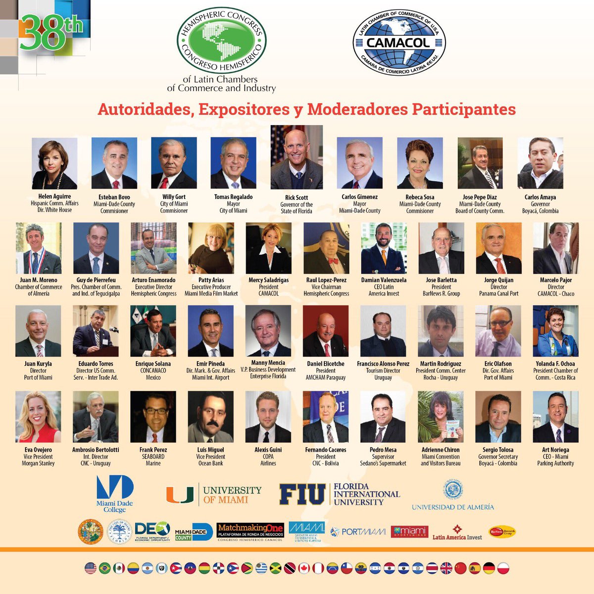 Comienza el #38CongresoHemisferico de #Camacol 
Estas son las autoridades y panelistas que participarán en el evento del 5 al 8 de Junio.