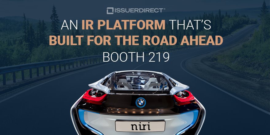 theangiewright's tweet photo. With Platform i͟d. &amp; @IssuerDirect, the road to #regtech will never be the same. https://t.co/347RHW9hLS Register today Booth219 #niri2017 https://t.co/gPAlwBflDV