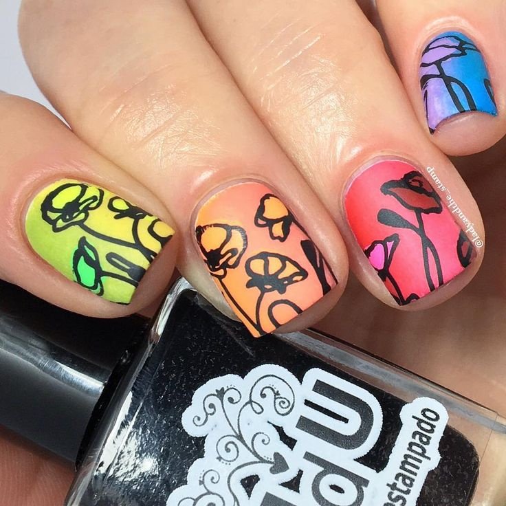 A rainbow-filled field of poppies! Check these nails out by @ladyandthe_stamp from Instagram! She used our MM78X...