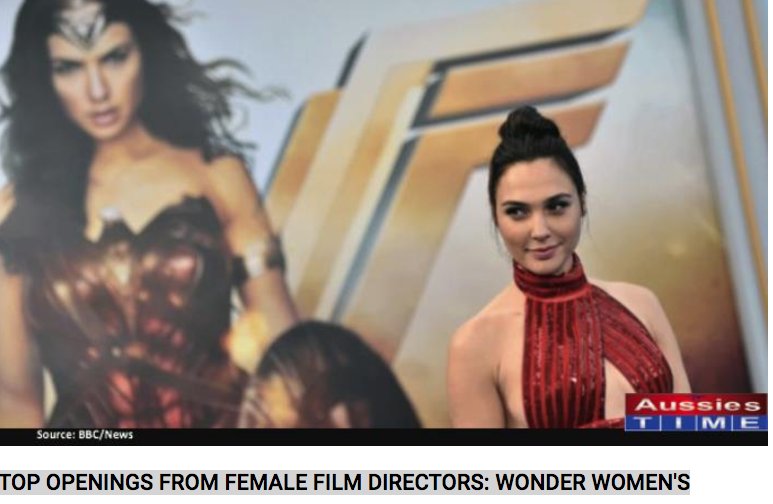Aussietsime's tweet photo. TOP OPENINGS FROM FEMALE FILM DIRECTORS: WONDER WOMEN'S

https://t.co/bTsHwErAQx
@Anjalinaoffcial  @WonderWomanFilm @fdirect https://t.co/nBLB3S0NQu