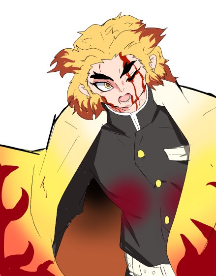 鶏肋さんがTwitterに投稿した煉獄杏寿郎(鬼滅の刃)のイラスト。