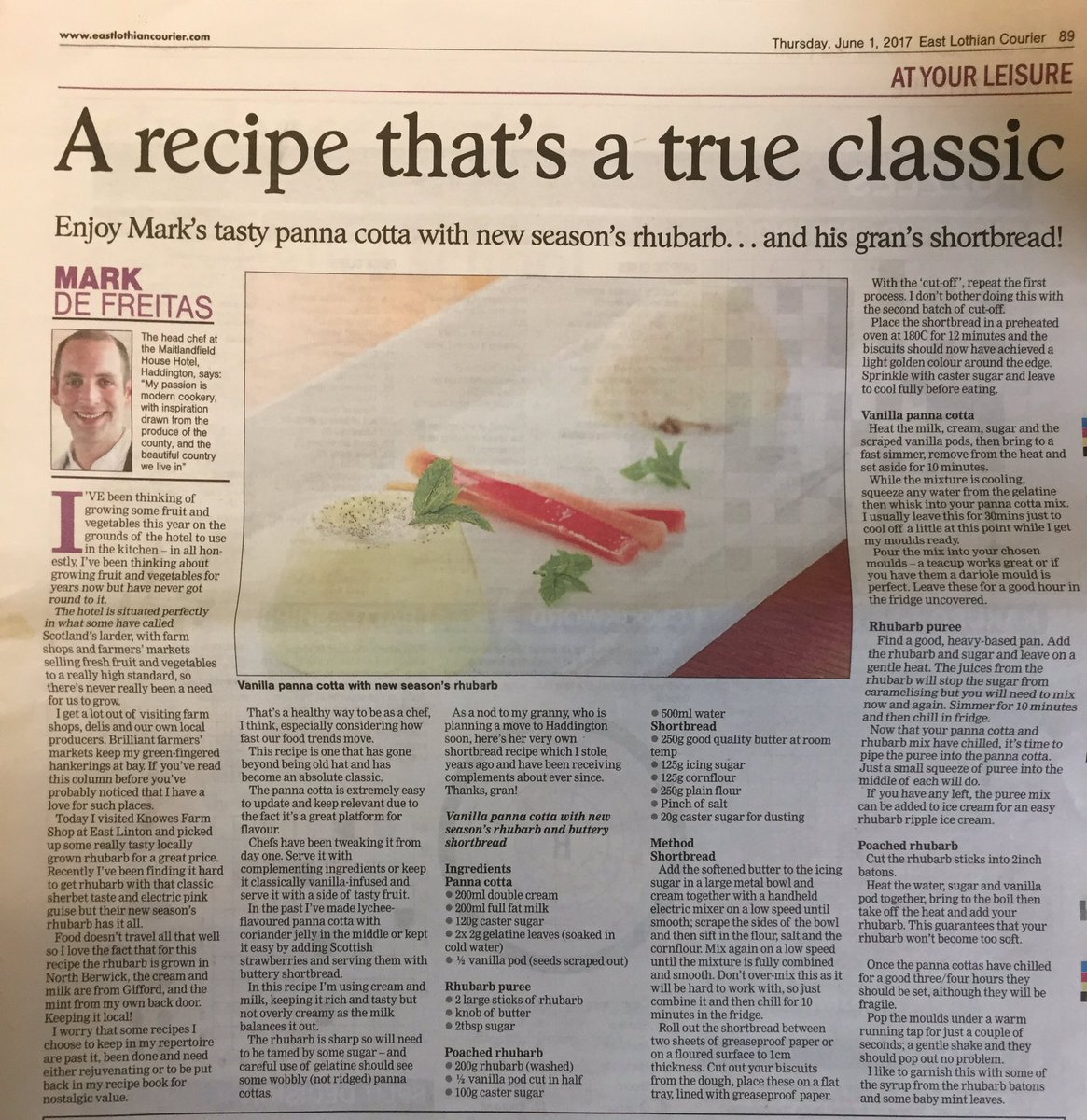 Our chef monthly article in the <a href="/elcourier/">East Lothian Courier</a>. Great dish for this time of year.