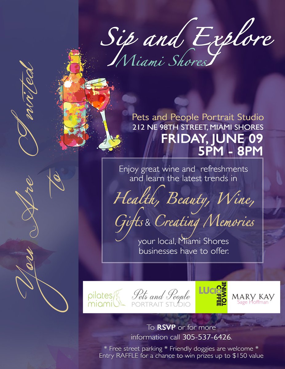 Join us this Friday at Pets and People Portrait Studio and get to know your local Miami Shores businesses! #miamishores #pilatesmia