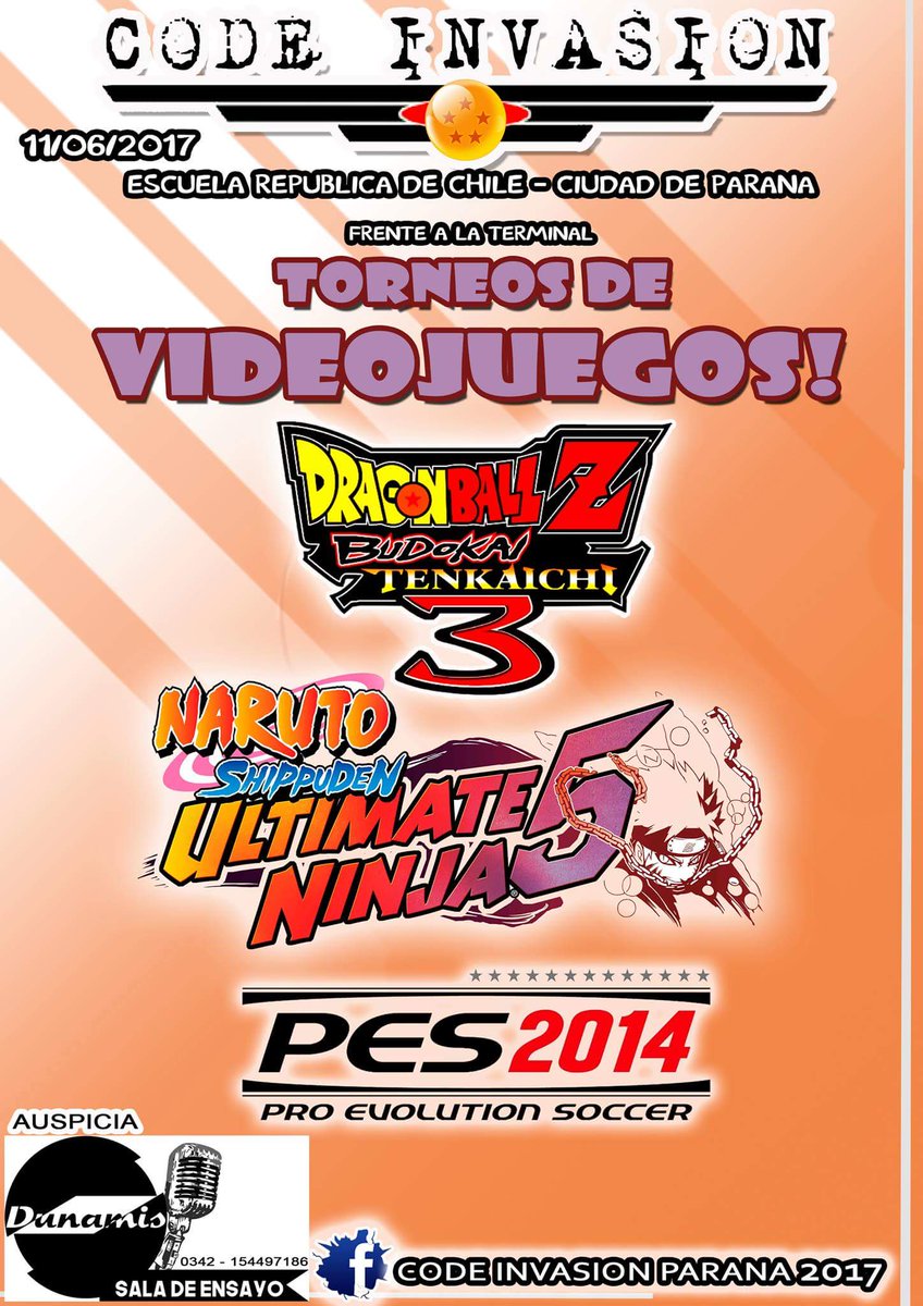 Tengoku_Eventos's tweet image. #Torneos de #videojuegos en la #CodeInvasion #Parana 11 de Junio!!!

#convencion #anime #manga #ps2 #pes #NARUTO #DragonBall #tenkaichi