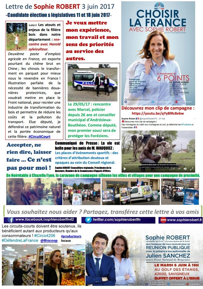SophieRobert_'s tweet photo. Pour défendre les Foréziens à l'Assemblée, votez pour une femme #patriote et qui connaît vos préoccupations ! #Circo4206 #Législatives2017 https://t.co/3Qc08Wavg2