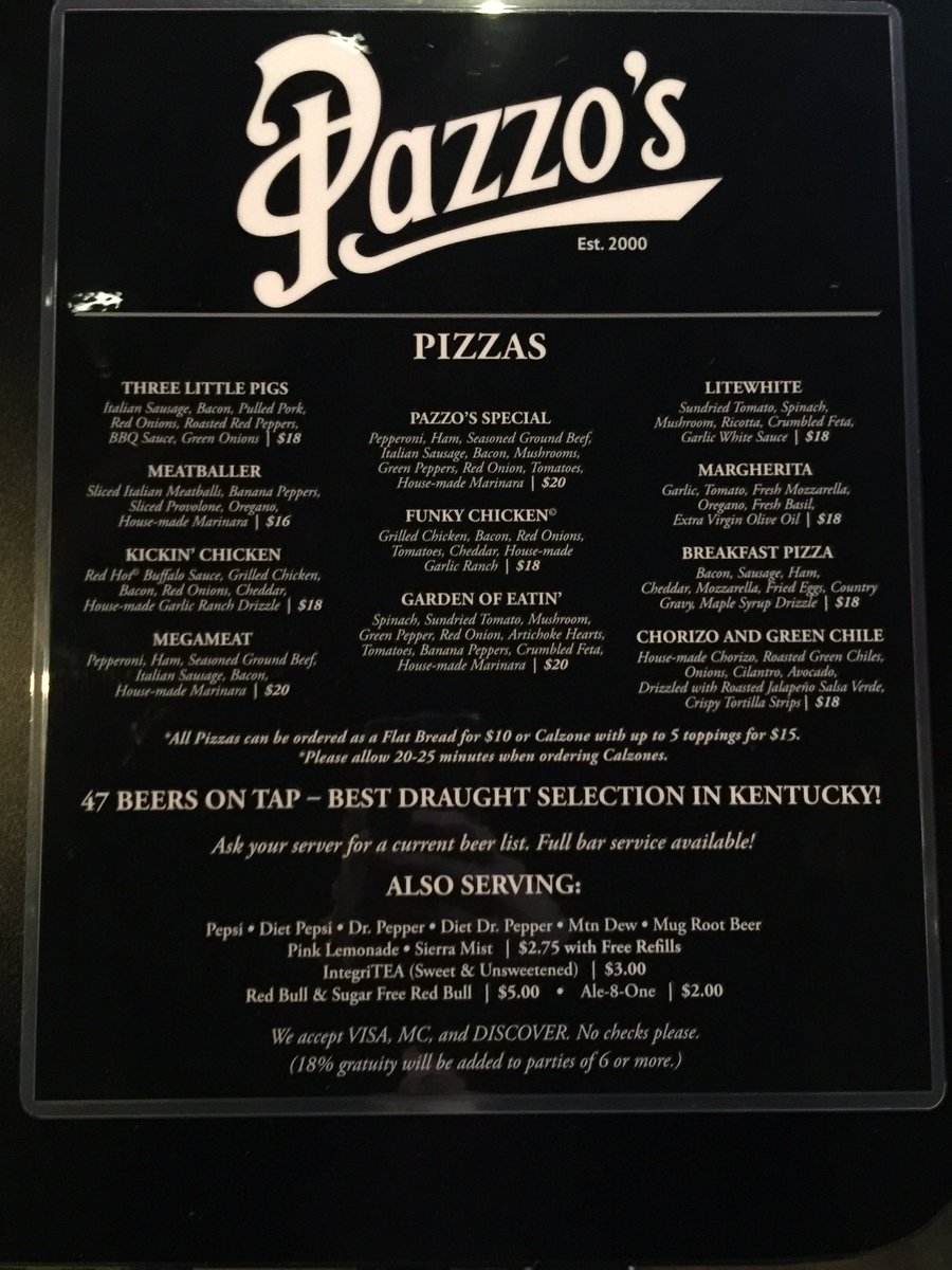 Pazzospizzapub's tweet photo. Check out the new menu! Rolling it out today! Head over to our Facebook for more details! https://t.co/UqP1gsTUwQ