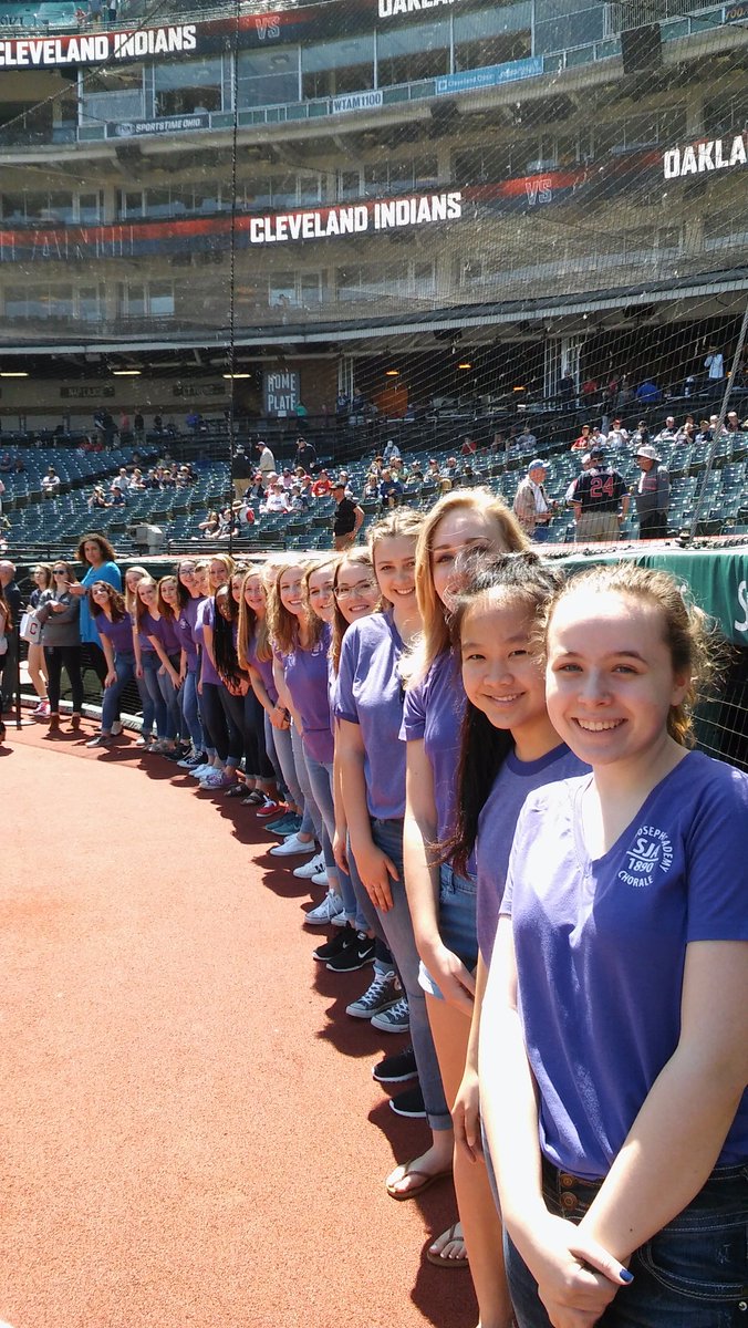 sja1890's tweet photo. Last Thursday, The Academy Chorale sang the National Anthem at the @Indians game. Great job, ladies! https://t.co/DLuqxW6bQ1