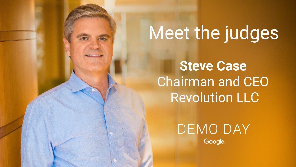 Watch the #GoogleDemoDay live stream on June 8 to hear insight + feedback from the Judges panel, feat. <a href="/SteveCase/">Steve Case</a> goo.gl/5J3jro