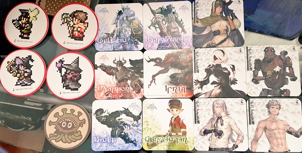 Coaster souvenirs from the different Square Enix cafes, I wanna go back there some day again </3 