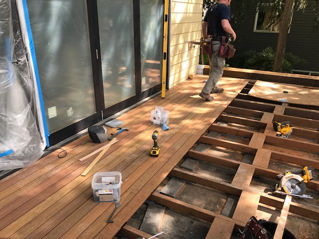 modelremodel's tweet photo. Deck going in at this whole house remodel in Wallingford. Stay tuned for the transformation! #modelremodel #seattleremodel #seattlesummer https://t.co/dSzJuvjyLI