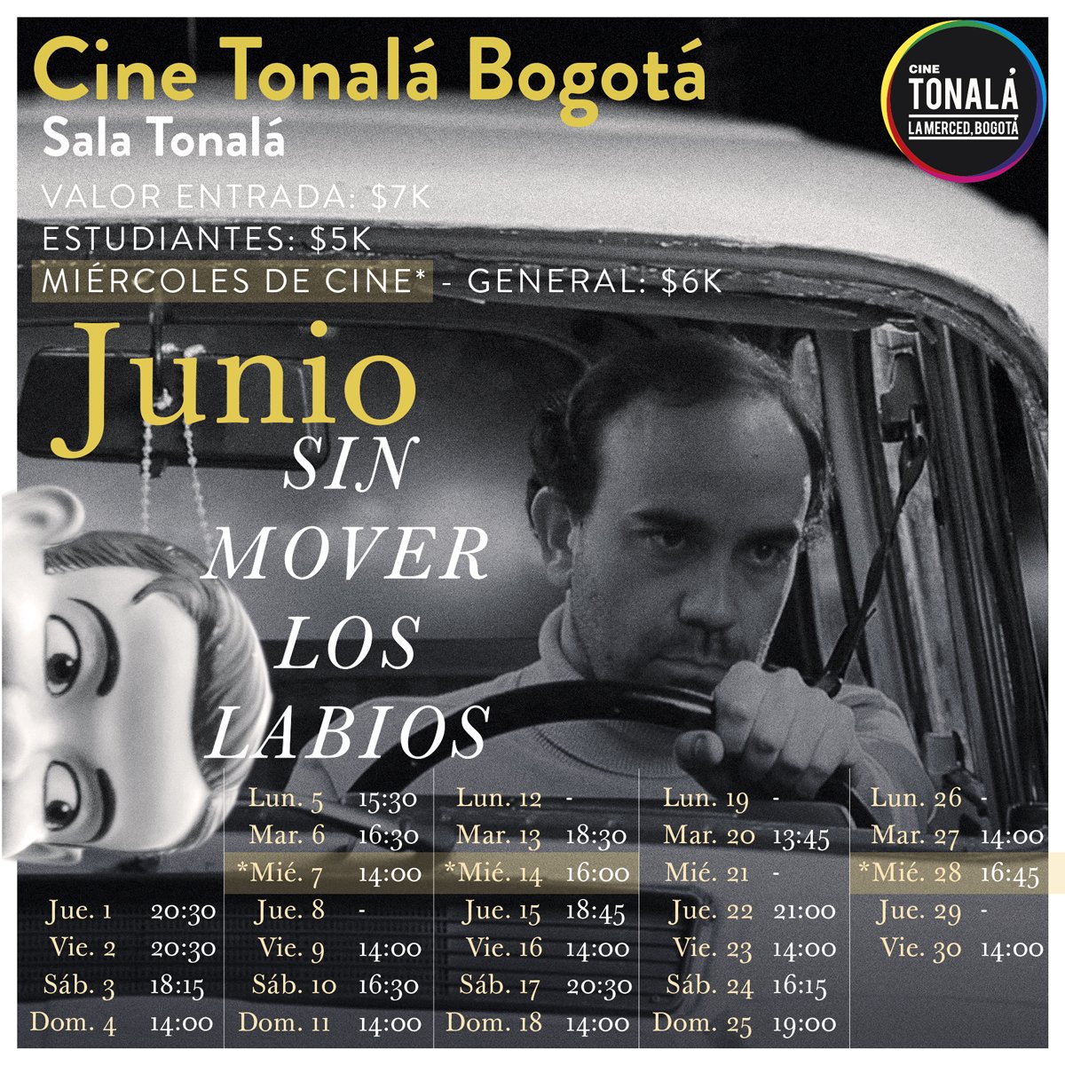 CineTonalaBog's tweet photo. Todo este mes, @CineTonalaBog proyectará @sinmoverlabios . Prográmate con nosotros para ver este cóctel cinematográfico de alto voltaje. https://t.co/bfvRRBH5hP