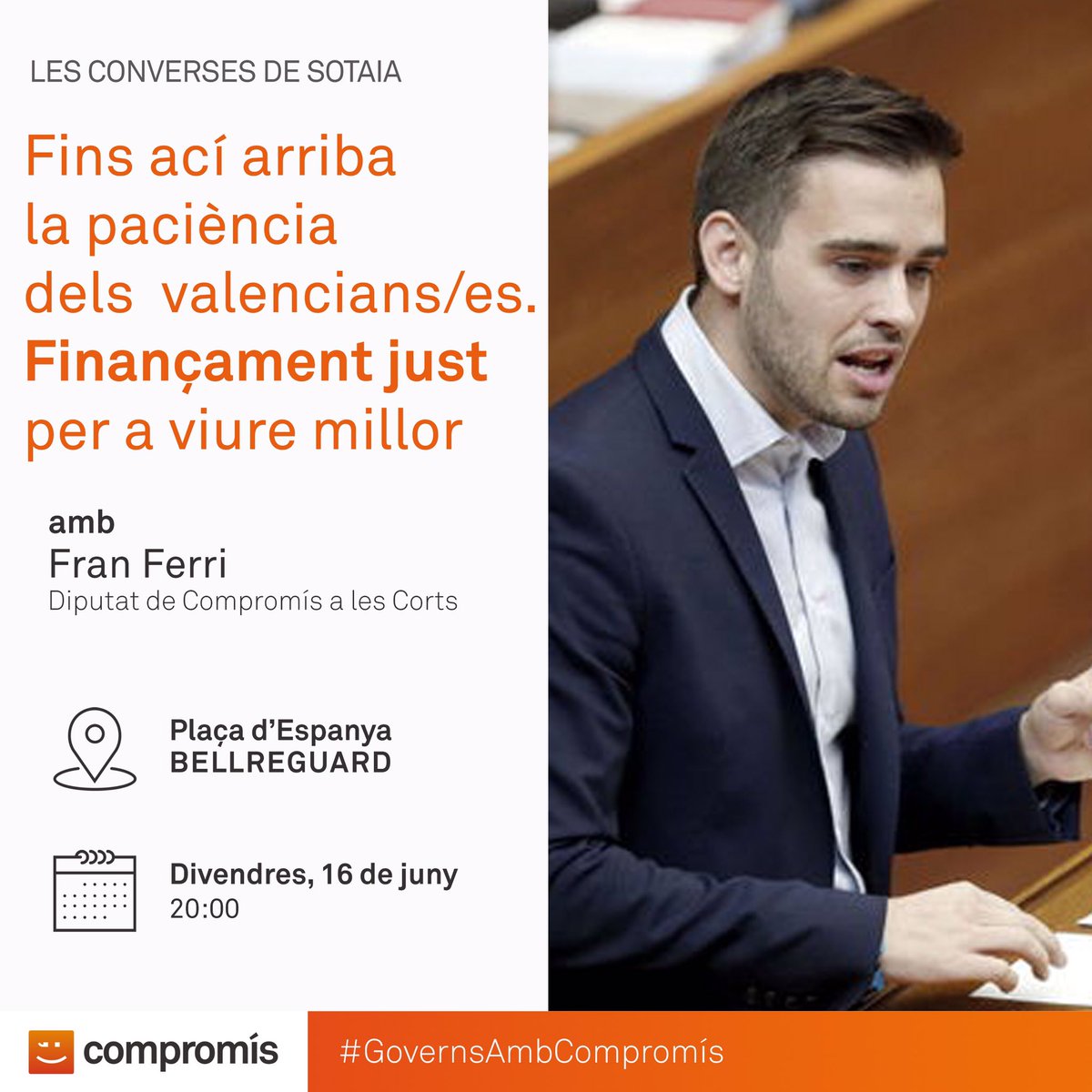 [XARRADA] "Fins ací arriba la paciència dels valencians/es", amb <a href="/franferri_/">Fran Ferri</a>, 16 de juny, a les 20h, pl Espanya #LesConversesDeSotaia