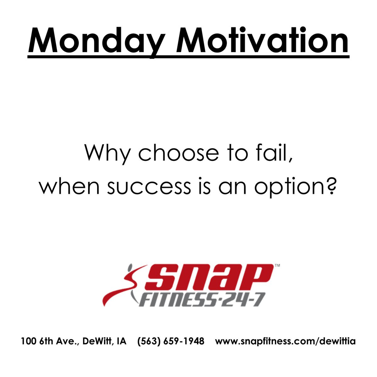 snap_dewitt's tweet photo. #mondaymotivation #snapfitness #dewittiowa #dewittia # https://t.co/0NW5sG9tSI