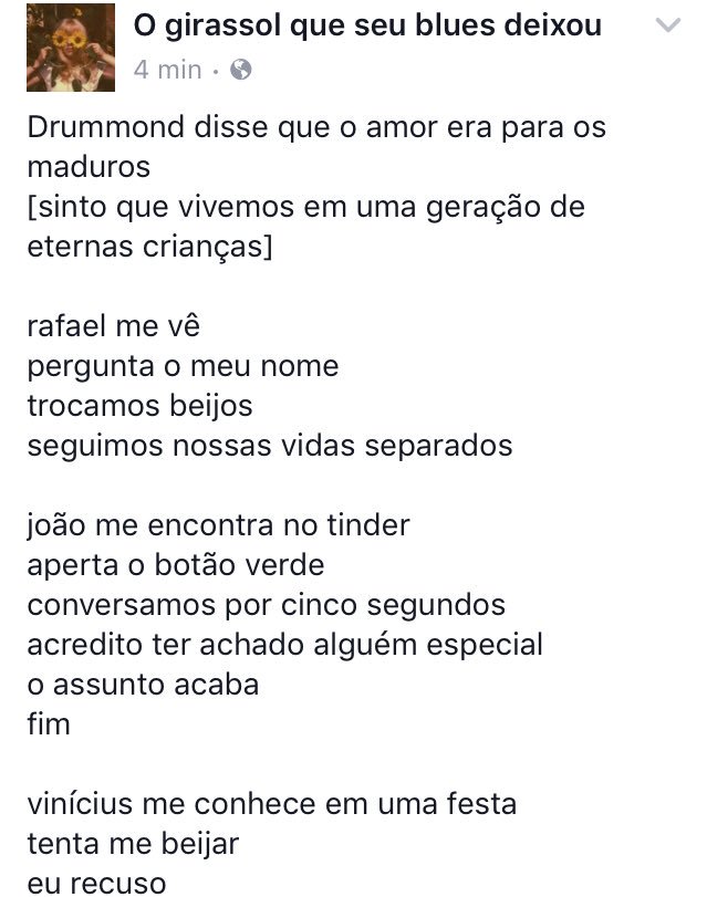 girassolescrito's tweet photo. o amor é para os maduros 
[sinto que vivemos em uma geração de eternas crianças] https://t.co/HYbCcRQDXm
