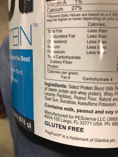 TheRowingRD's tweet photo. @PEScience Your ingredients has a misspelling, it should be guar gum, not gun🙃 https://t.co/LakC6IULCD