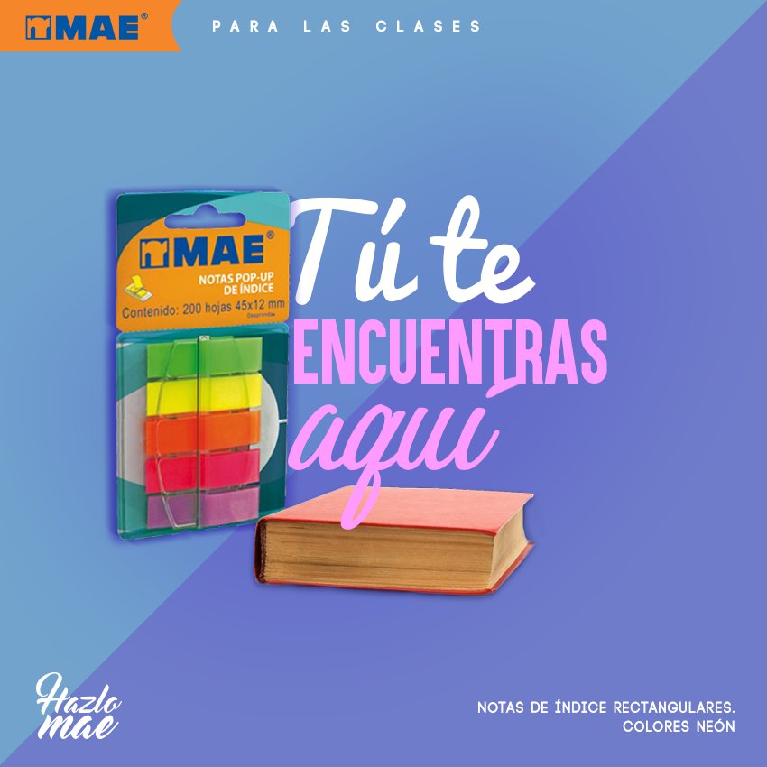 MaeProductos's tweet photo. No olvides poner una nota de índice MAE, esto te facilitará las cosas al momento de reanudar tu lectura. https://t.co/2nRdXqpQjI