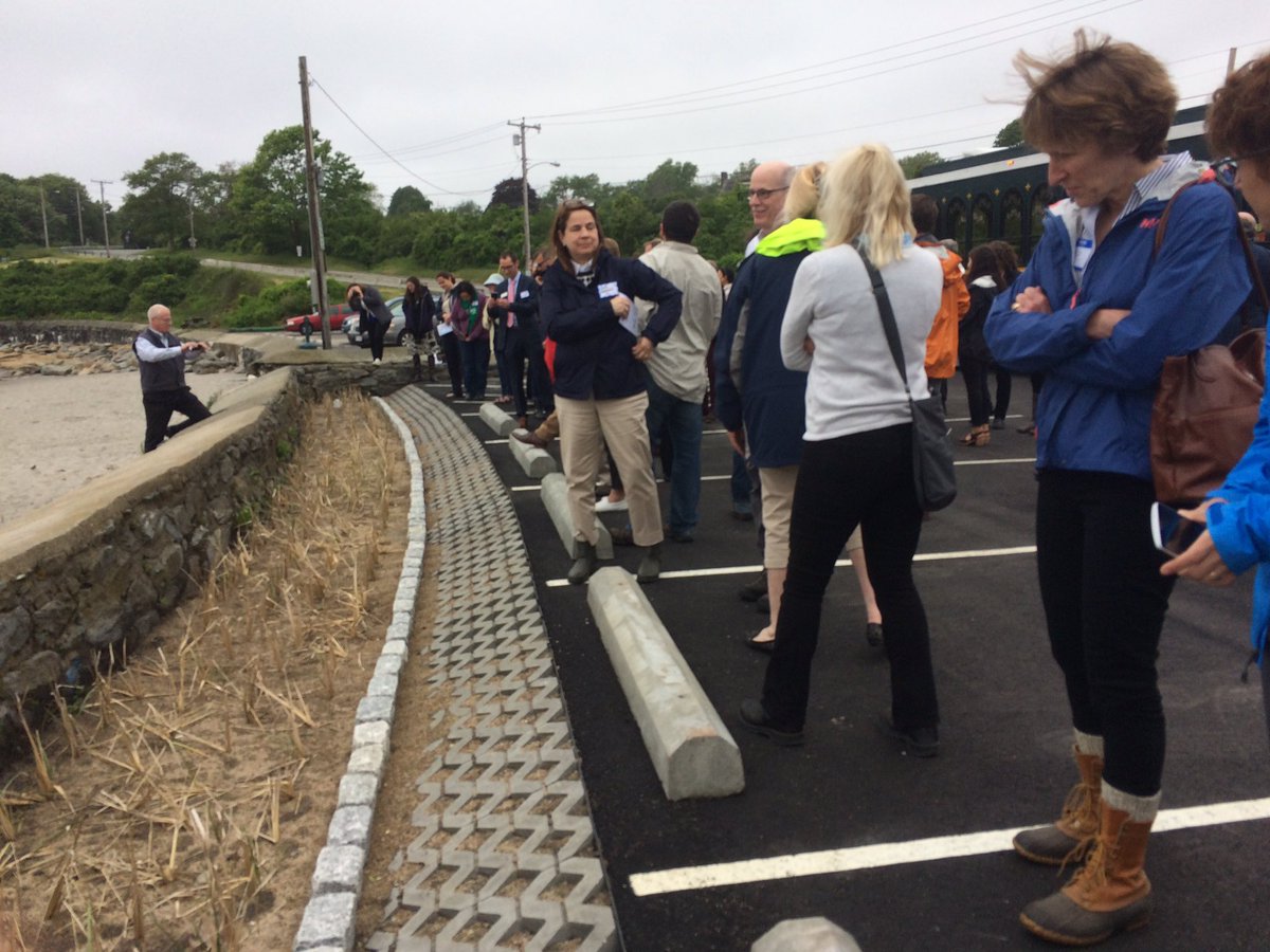 EnvCouncil_RI's tweet photo. First stop on our #AquidneckIsland green infrastructure tour: Surfers End in Middletown. Vegetated sand filters to treat runoff #ECRI2017 https://t.co/dghDQOPciS
