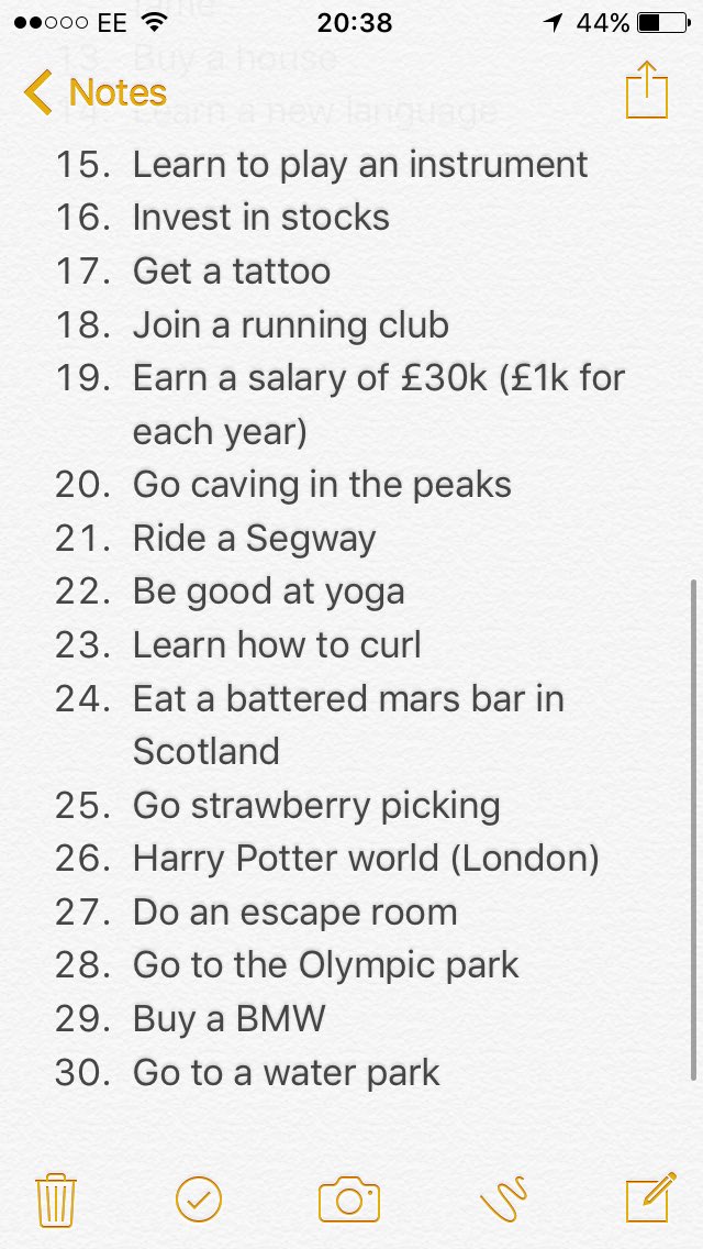 AndrewIngleton's tweet image. My 30 things to do before 30 list 👌🏻 LETS GO 👍