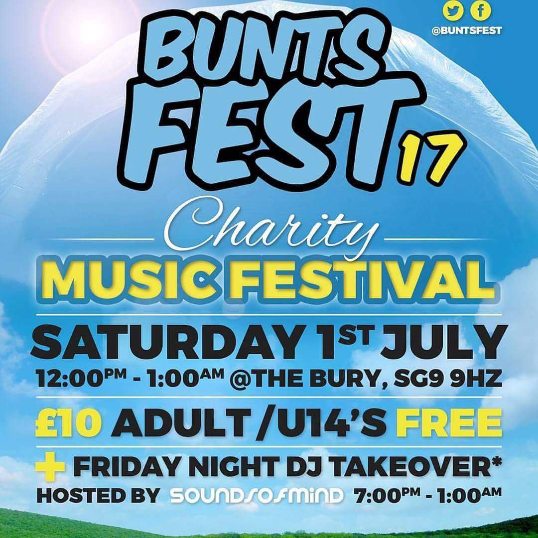 <a href="/HertsHour/">#HertsHour</a> #RT #charity #family music festival supporting @HertsAirAmb #buntingford #Herts tickets 👉👉 buntsfest.co.uk