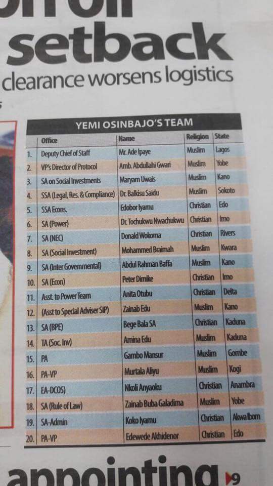 Osinbajo's office responds to 