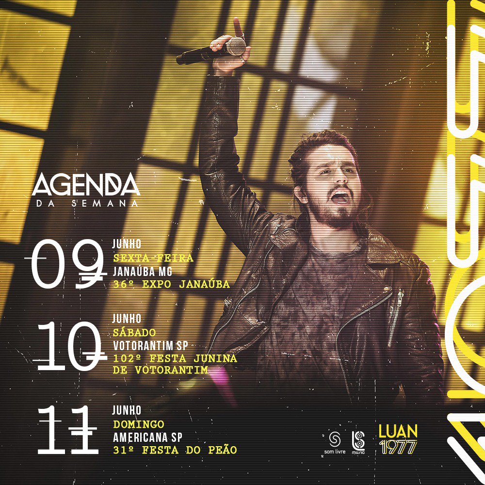 centraldoluan's tweet photo. #AgendaDaSemana #Luan1977 @LuanSantana https://t.co/i3Ky6GHJ7p
