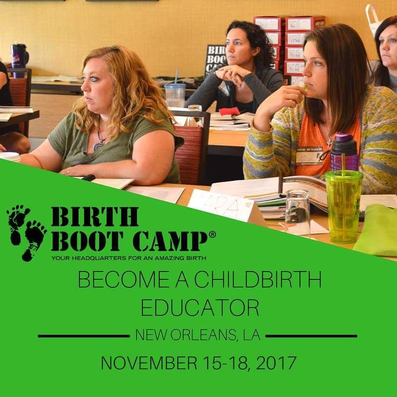 mbenderBBCI's tweet photo. Looking to become a childbirth educator? Certify with Birth Boot Camp at our New Orleans training this November! #birthbootcamp https://t.co/CFJ6G2WAER