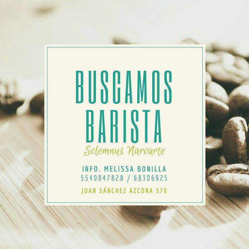 SolemnusCafe's tweet photo. Buscamos #barista para nuestro café ubicado en la @ColNarvarte ¿Te interesa? ¡Contáctanos! https://t.co/NQufztXAd3