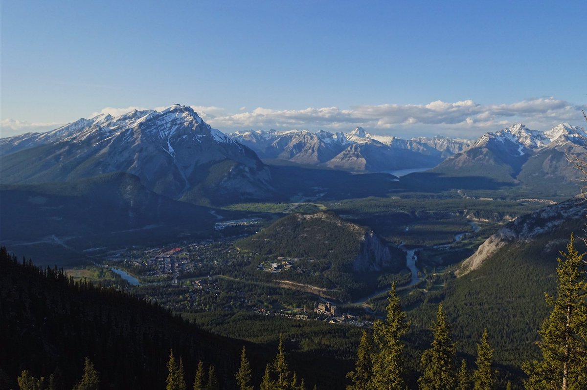 Tunnel Mountain surrounded by the town of Banff, Alberta