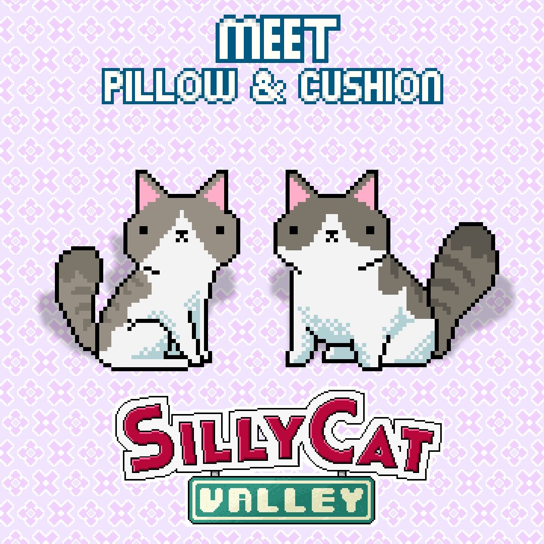 SuaveRicoGames's tweet photo. Meet Pillow &amp; Cushion! You can get them playing #SillyCatValley available worldwide at https://t.co/yH6Wq4Cebr ! #pixelart #cats #MeowMonday https://t.co/nftxB1tREM