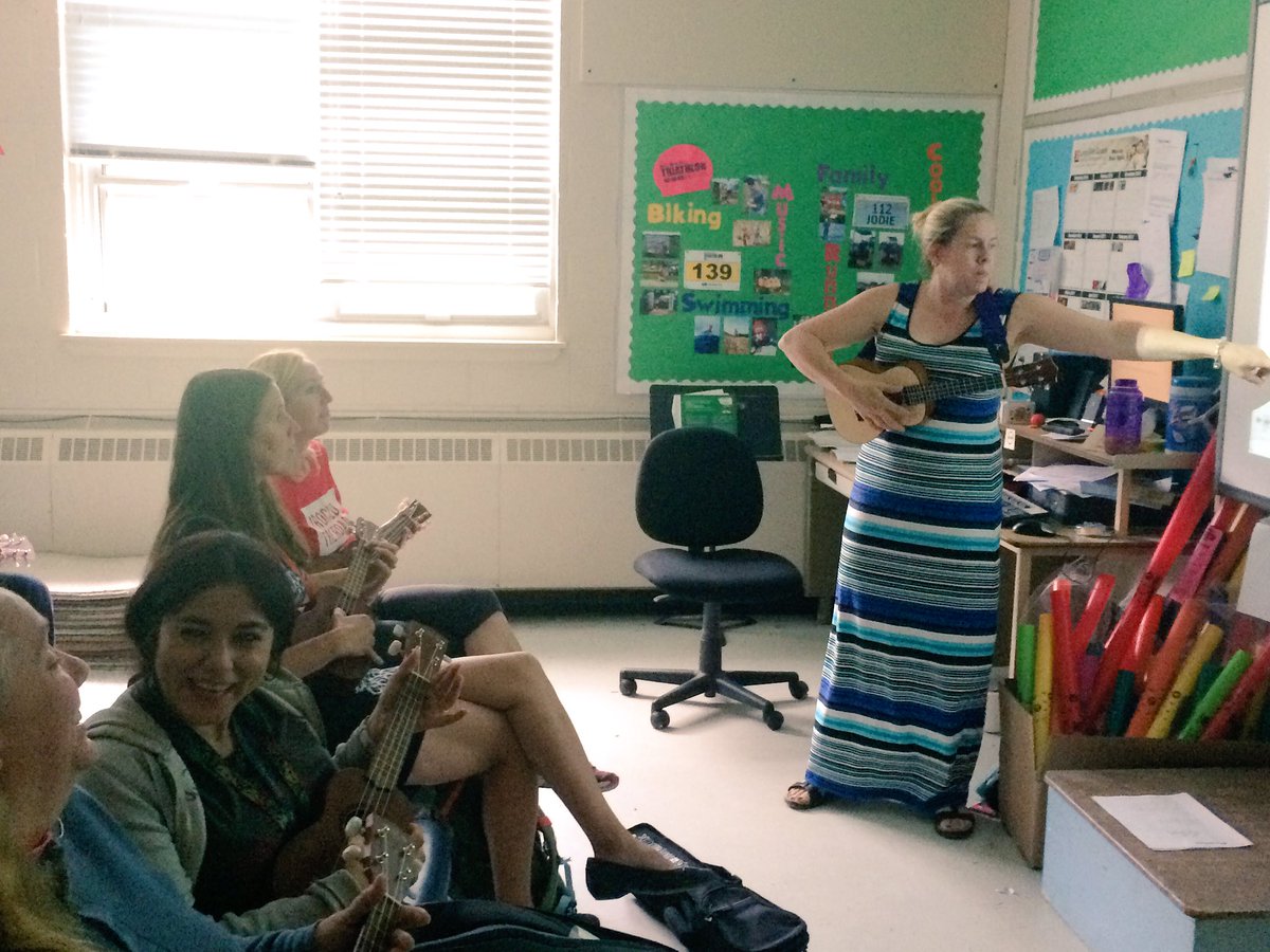 Best staff meeting of the year! <a href="/MrsOlver23/">Mrs. Olver</a> showcases her <a href="/MusicCountUsIn/">MusicCountUsIn</a> ukeleles? We ❤️ed it! #MusicPassion #MusicEducation <a href="/TVDSB/">Thames Valley DSB</a>