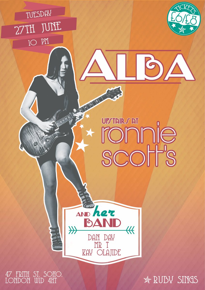 musicbyalba's tweet image. Can't wait for my upcoming gig @ @officialronnies @Ruby_Sings  next 27June.Don't miss out! #london #concert #soul #rock #funk #originalmusic