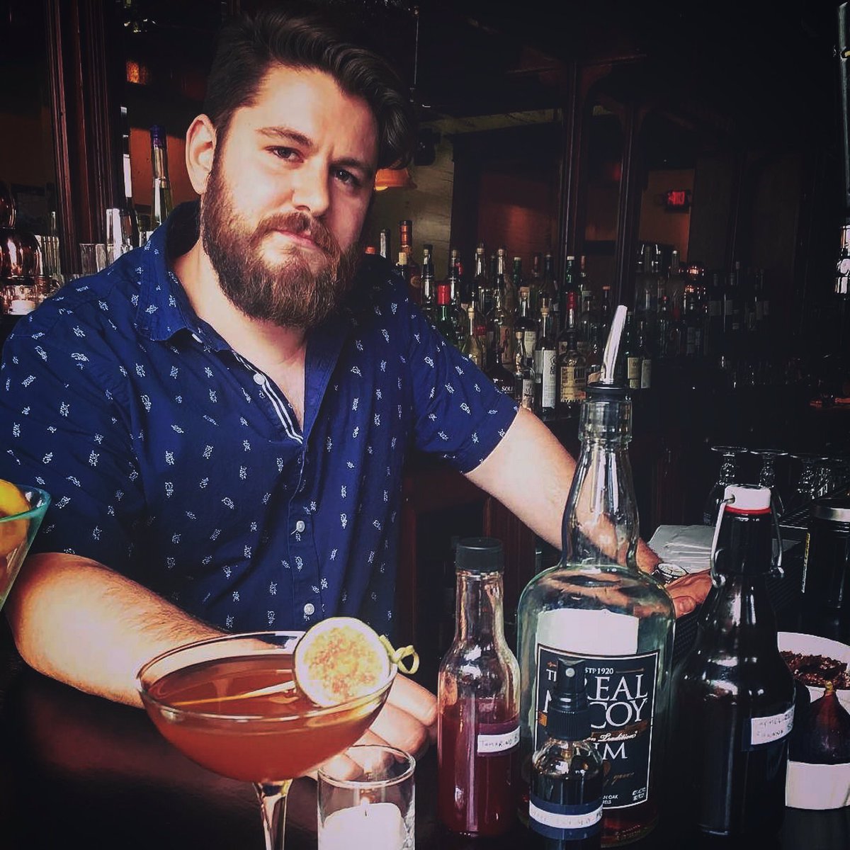 ZacksHBKN's tweet photo. Congrats to our very own Marcelino for winning the @Fedway cocktail competition with The Bearded One made with @TheRealMcCoyRum ! 🍹
#cheers https://t.co/njogWDpodS