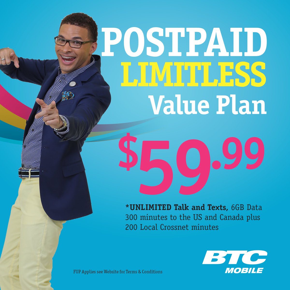 Did you know about our $59.99 Postpaid Limitless Value Plan? Wait no longer  for UNLIMITED talk and text with BTC! #LiveLimitless #BTCMobile
