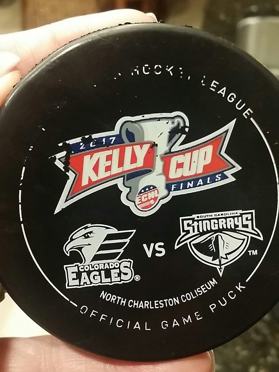 Blahndee's tweet photo. Congrats to the @ColoradoEagles for winning the much deserved #KellyCupFinals. And a special thx to Matt Register for our awesome puck!!! https://t.co/Gx7h1FA1XE