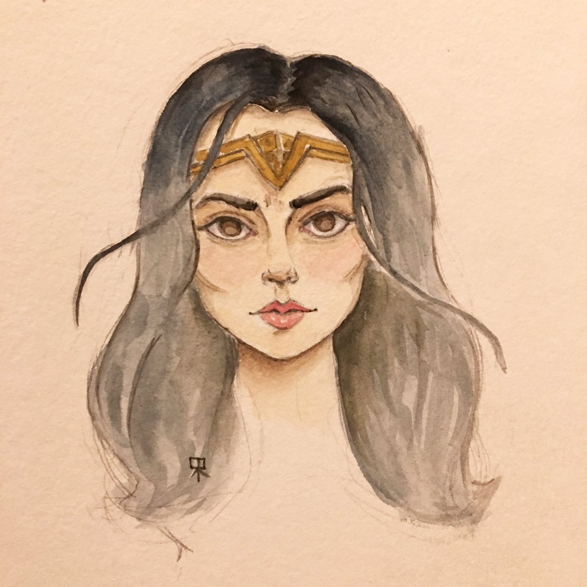 ImaginaryCareer's tweet photo. #WonderWoman #portrait! #illustration #painting #watercolor #art #imaginarycareer #dccomics #shero https://t.co/CjJe3sBdQF
