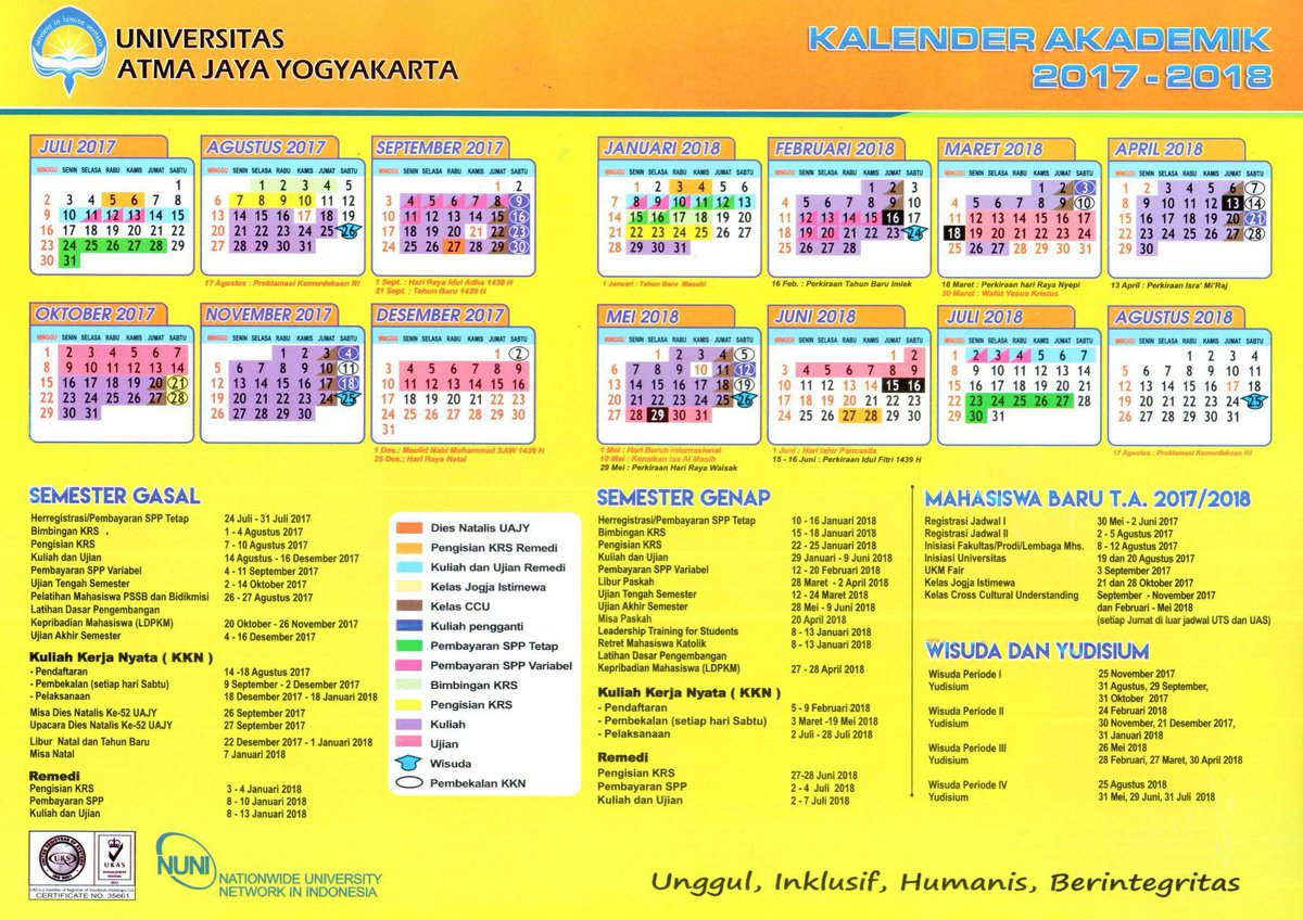 Kalender Akademik UAJY T.A. 2017/2018. Download di bit.ly/2qREmQD . #UAJY #KalenderAkademikUAJY