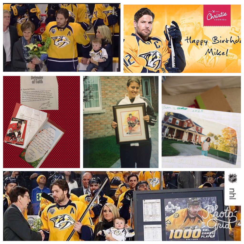 Happy birthday Mike Fisher I meet him before Carrie between 93 97 at parent house he why sens fan Evan Thro not sens 