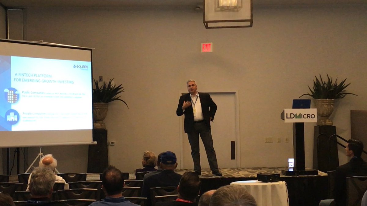 equitiesinc's tweet photo. https://t.co/mzNs3Nii1k CEO, Enzo Villani keynote speaking at #LDmicroinvitational about our unlimited trading platform. https://t.co/gDGvqe5LHS