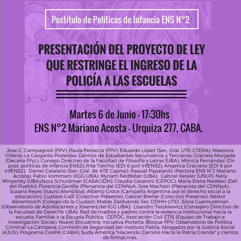 PaulaPenacca's tweet photo. Porque la policía no tiene nada que hacer en las escuelas, mañana junto a padres, docentes y estudiantes presentamos el proyecto de ley https://t.co/60sFYFcILF