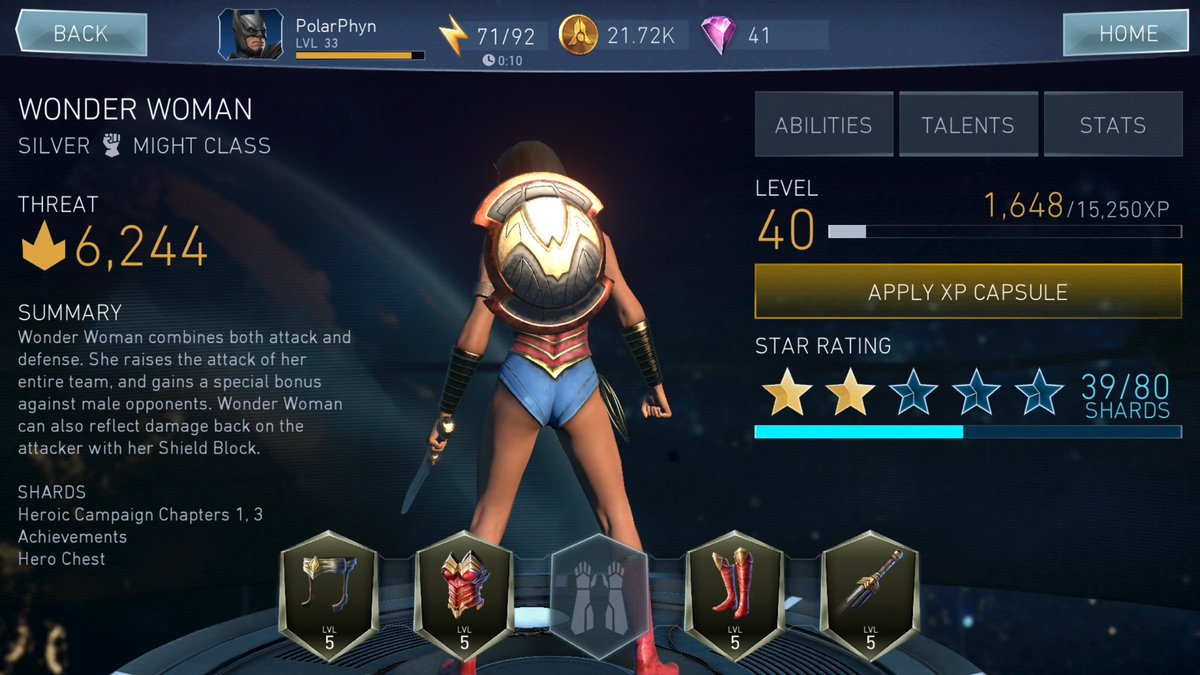 PolarPhyn's tweet photo. Silver Wonder Woman gear set completed! @Injustice2Go #injustice2Mobile #WonderWoman https://t.co/yfgweMNyyg
