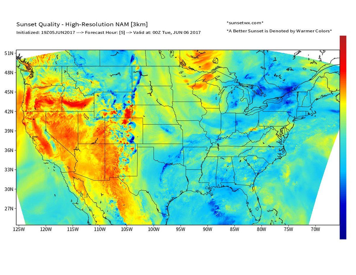 sunset_wx's tweet photo. Sunset forecast for tonight- looks the best is out west! https://t.co/zKlcEtDNTD https://t.co/QYJTBbZS8S