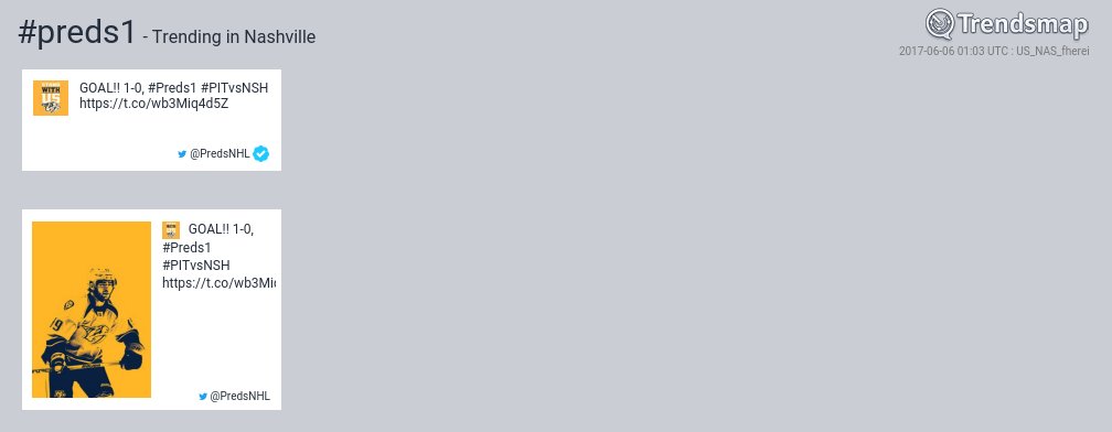 TrendsNashville's tweet image. #preds1 is now trending in #Nashville

trendsmap.com/r/US_NAS_fherei
