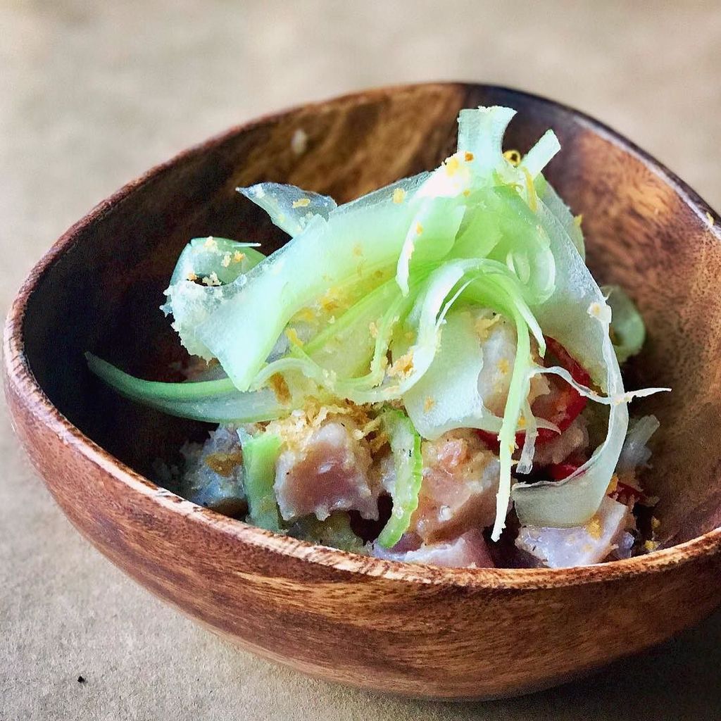 Yellowtail Crudo with Celery &amp; Grapefruit Mignonette <a href="/marerestaurant/">Maré Restaurant</a> #silverlake #mare #foodporn #foodgasm #eating… ift.tt/2qRnwBw