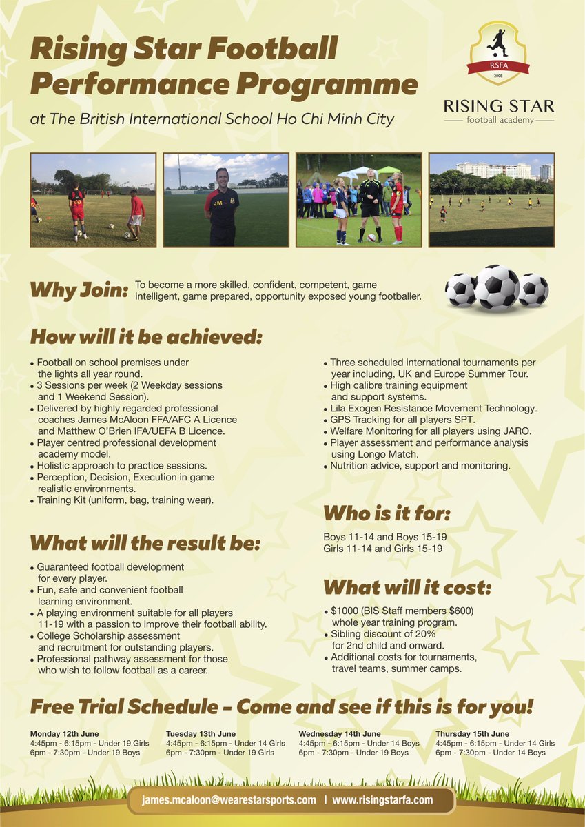 BISHCMC_PE's tweet photo. @RisingStar_RSFA Football Performance Programme. ECA Starts August 2017. Free trial session next week on @BISHCMC big field. #bishcmc #rsfa https://t.co/mC55q02PJ3