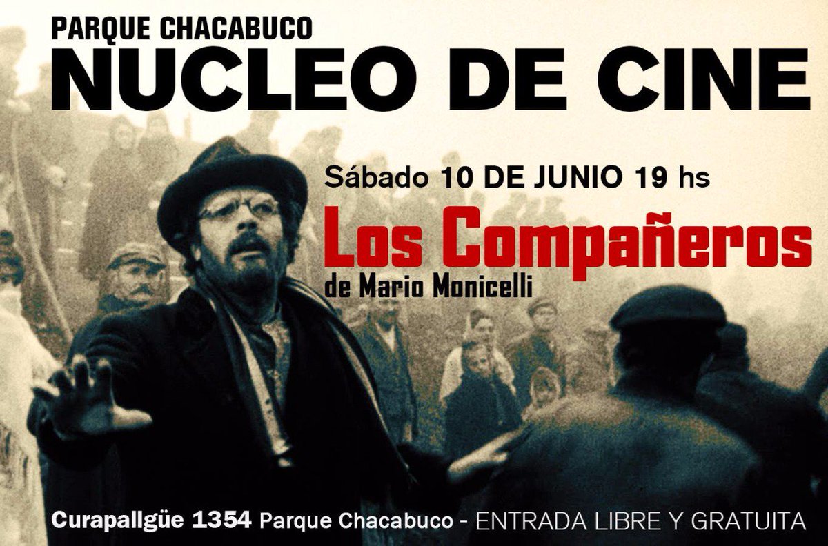 UB_SJGullo's tweet photo. #Comuna7
#CicloDeCineParqueChacabuco 
Sáb vuelve ciclo de cine, "Los compañeros", retrato del surgimiento del movimiento obrero en Italia. https://t.co/6tiHh4drjX