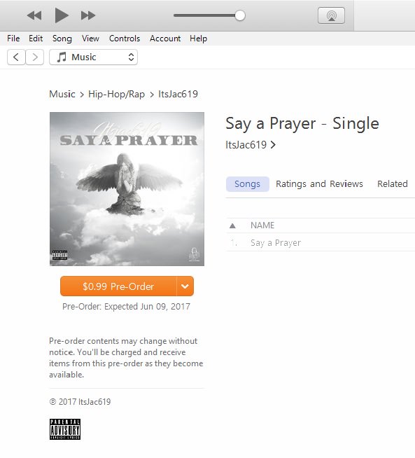 ITSJAC619's tweet photo. My new single "Say a Prayer" dropping this weekend! Pre-Order available on @iTunes now. Go get that!! #Hunneds https://t.co/MT6MuocK3l