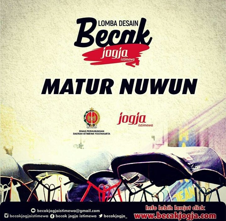 Dinas Perhubungan DIY dan Panitia Penyelenggara Lomba Desain Becak Jogja Istimewa mengucapkan terima kasih kepada: