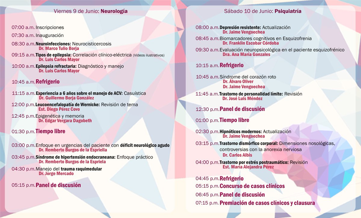 neurounisucre's tweet photo. ¡Conoce la programación del III CONGRESO ANUAL DE NEUROCIENCIAS del programa de Medicina de la Universidad de Sucre!
#neurounisucre https://t.co/fzK6V909Nd