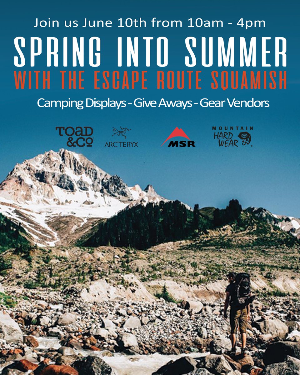EscapeRouteCA's tweet photo. Join us on June 10th at Escape Route Squamish to kick off the summer season! All the info at: https://t.co/0ciAYkvaQn #escaperoutine https://t.co/kmLM6bmo6o