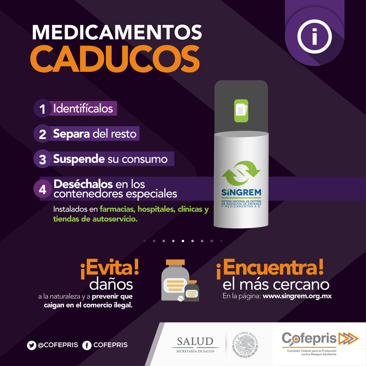 COFEPRIS's tweet photo. Recolección de #MedicamentosCaducos provenientes de los hogares de todo el país, evita que estos formen parte del comercio ilegal @singremac https://t.co/9Mx927WN0T